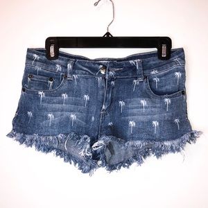 Vintage Havana - Palm Tree Denim Shorts